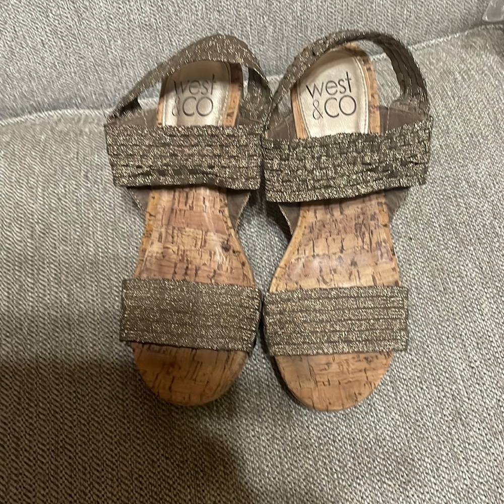 Summer sandals with wedge heel, size 7